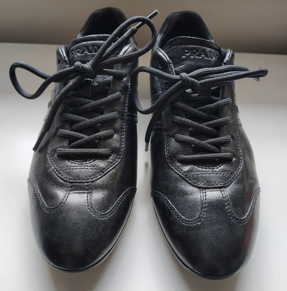 Prada Black Leather Trainers